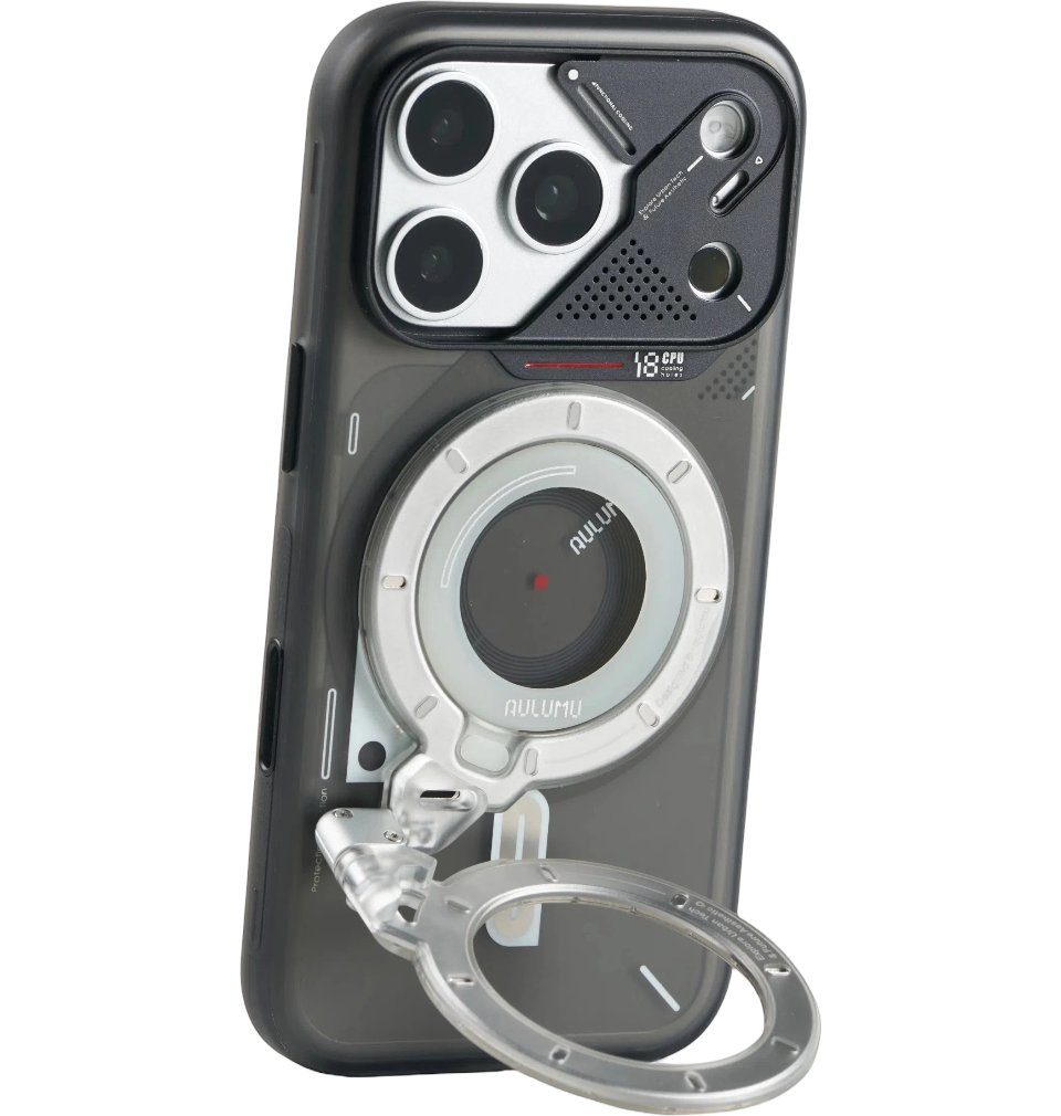 A18 iPhone 18/17 Proシリーズ対応 フロステッドケース & G09 Ghost 360度回転式 スマホリング スタンド