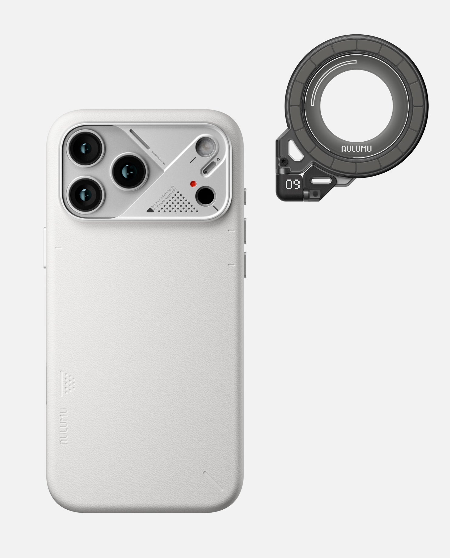 A17 iPhone 17 Proシリーズ対応 スマホケース|レザー & G09 Ghost 360度回転式 スマホリング スタンド