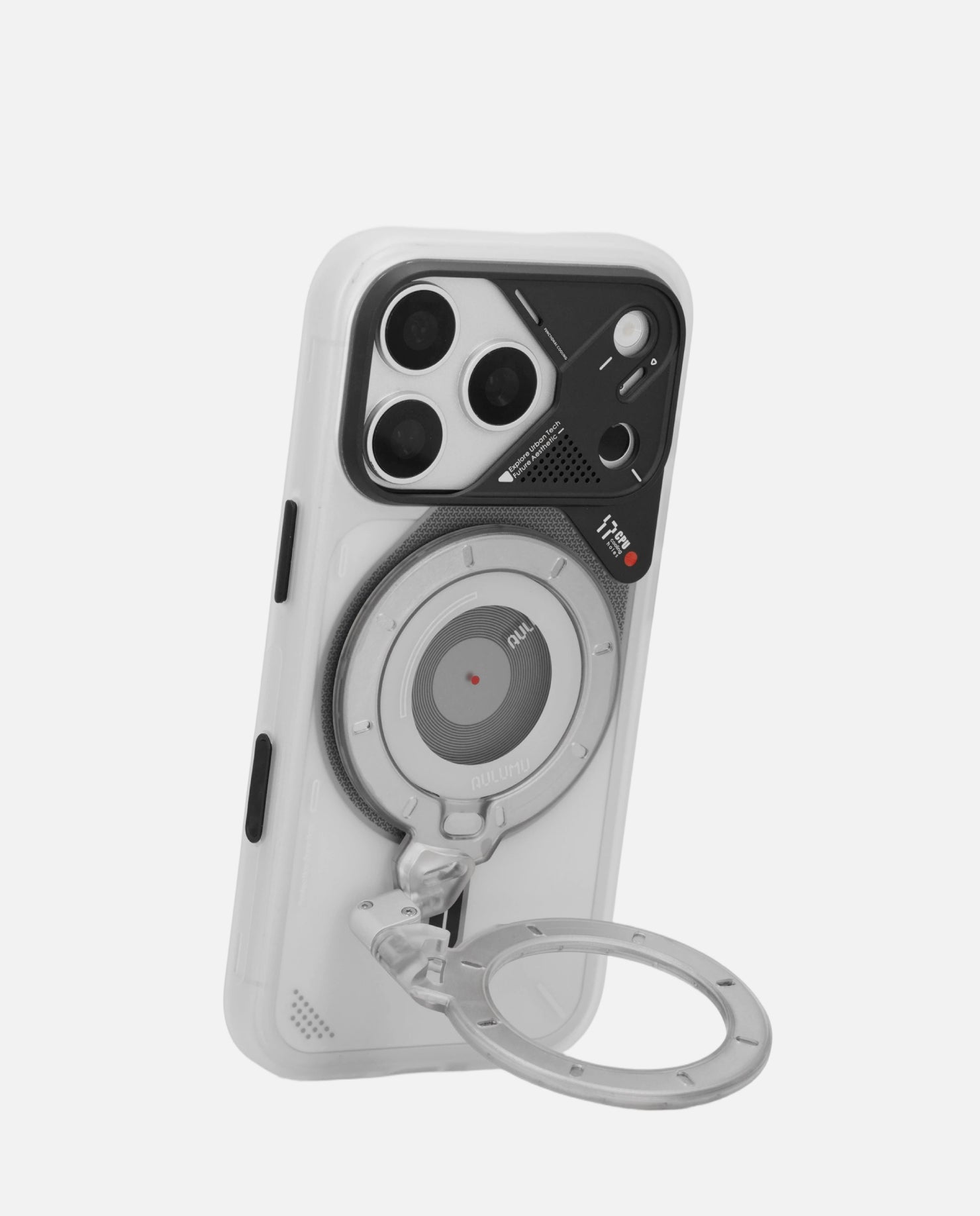 A17 iPhone 17シリーズ対応 スマホケース|磨き砂 & G09 Ghost 360度回転式 スマホリング スタンド