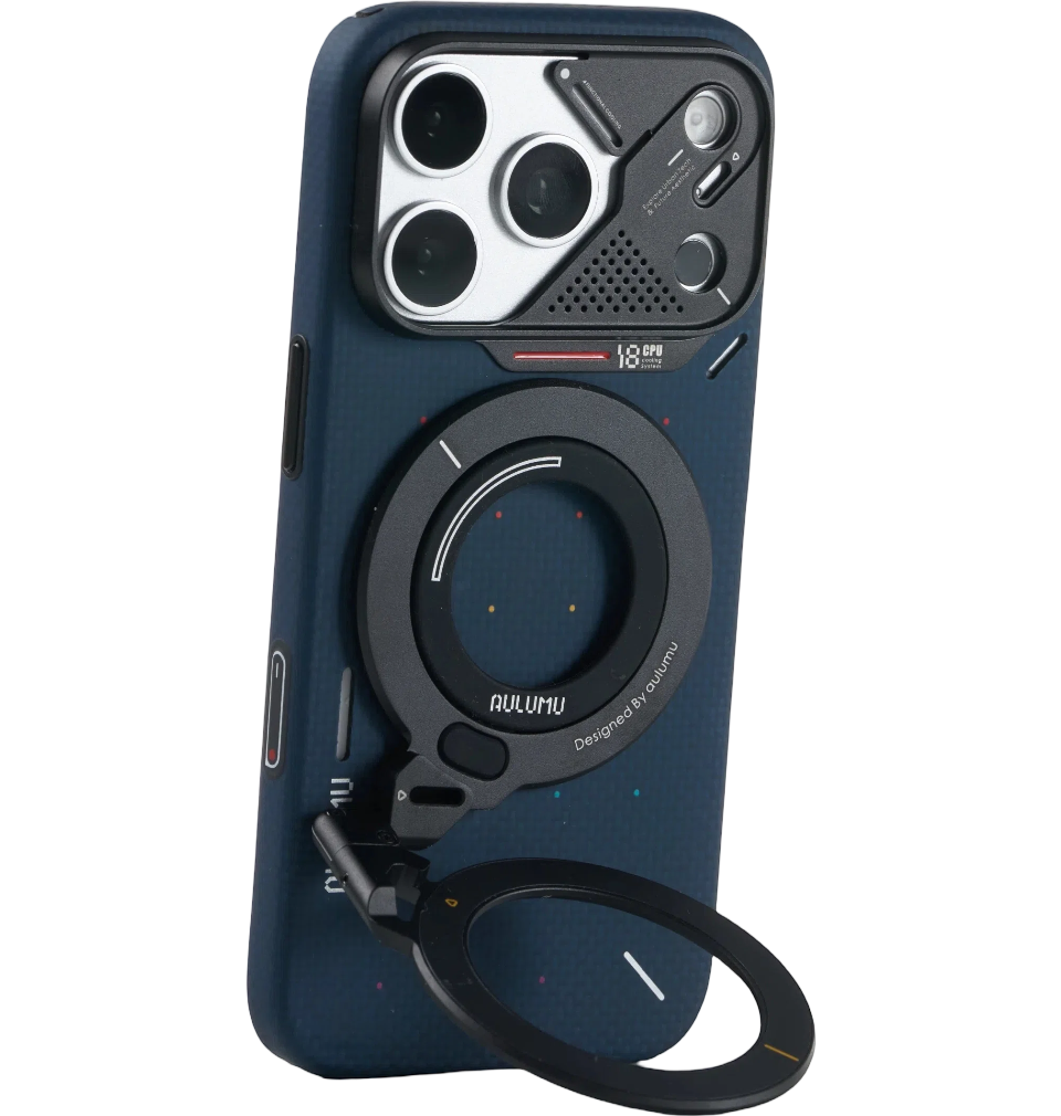 A18 iPhone 18/17 Proシリーズ対応 スマホケース｜ドットアラミド繊維 & G09 360度回転式 スマホリング スタンド