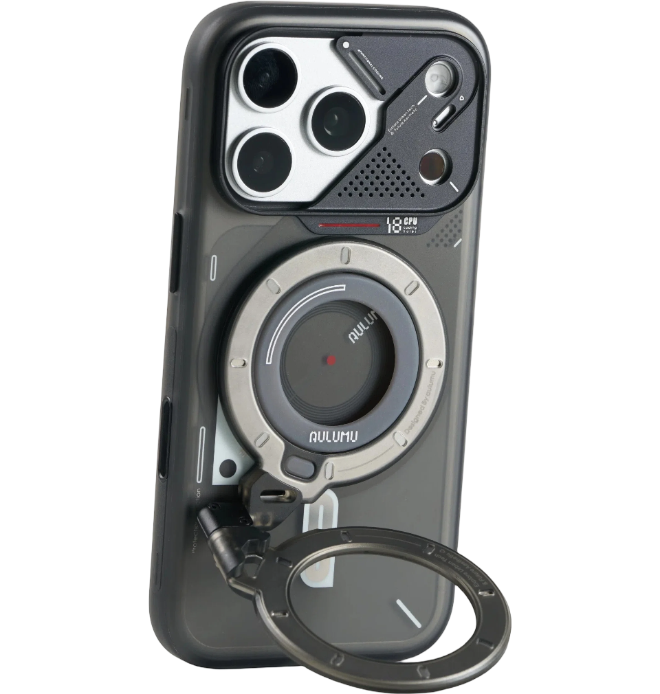 A18 iPhone 18/17 Proシリーズ対応 フロステッドケース & G09 Ghost 360度回転式 スマホリング スタンド