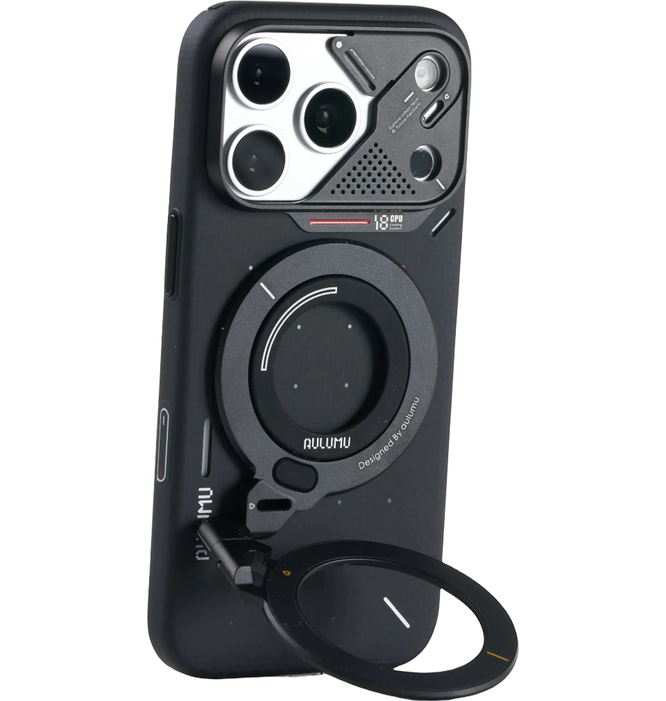 A18 iPhone 18/17 Proシリーズ対応 スマホケース｜ドットアラミド繊維 & G09 360度回転式 スマホリング スタンド