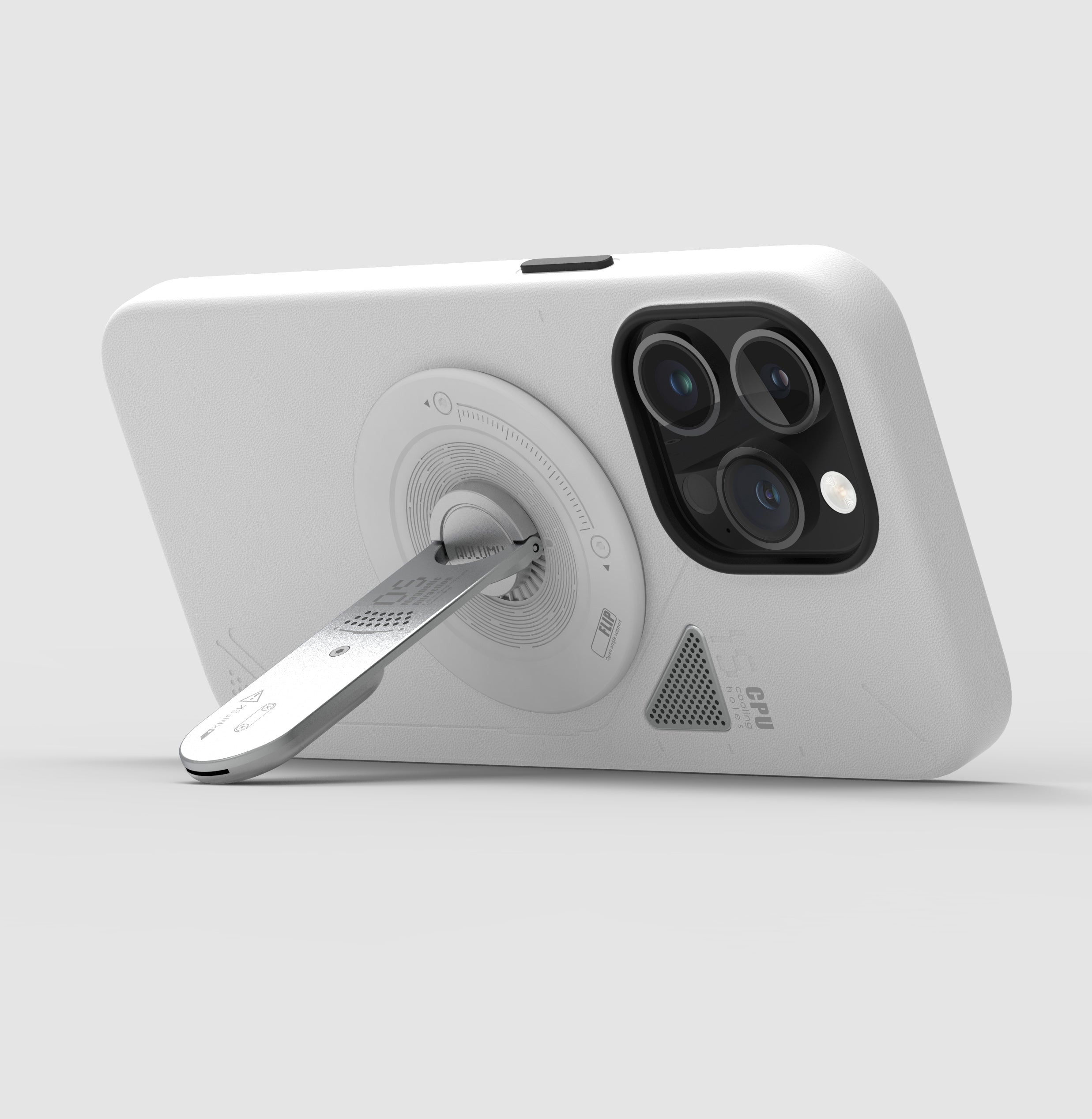aulumu G05 4-in-1マグネット式スマホスタンドを装着したiPhoneを横向きにして支えるスタンド使用イメージ 角度調整でき動画視聴に最適なレイアウト