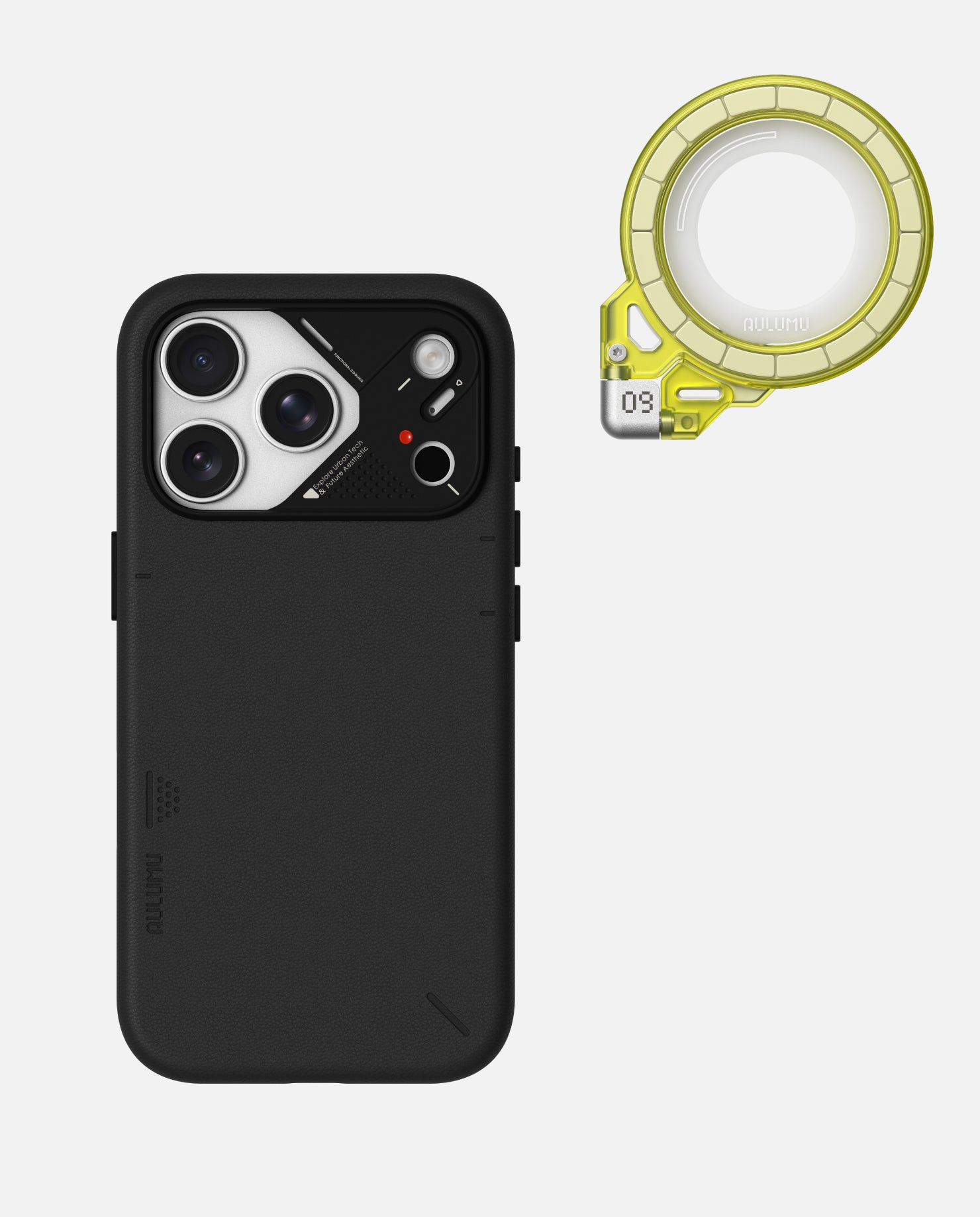 A17 iPhone 17 Proシリーズ対応 スマホケース|レザー & G09 Ghost 360度回転式 スマホリング スタンド