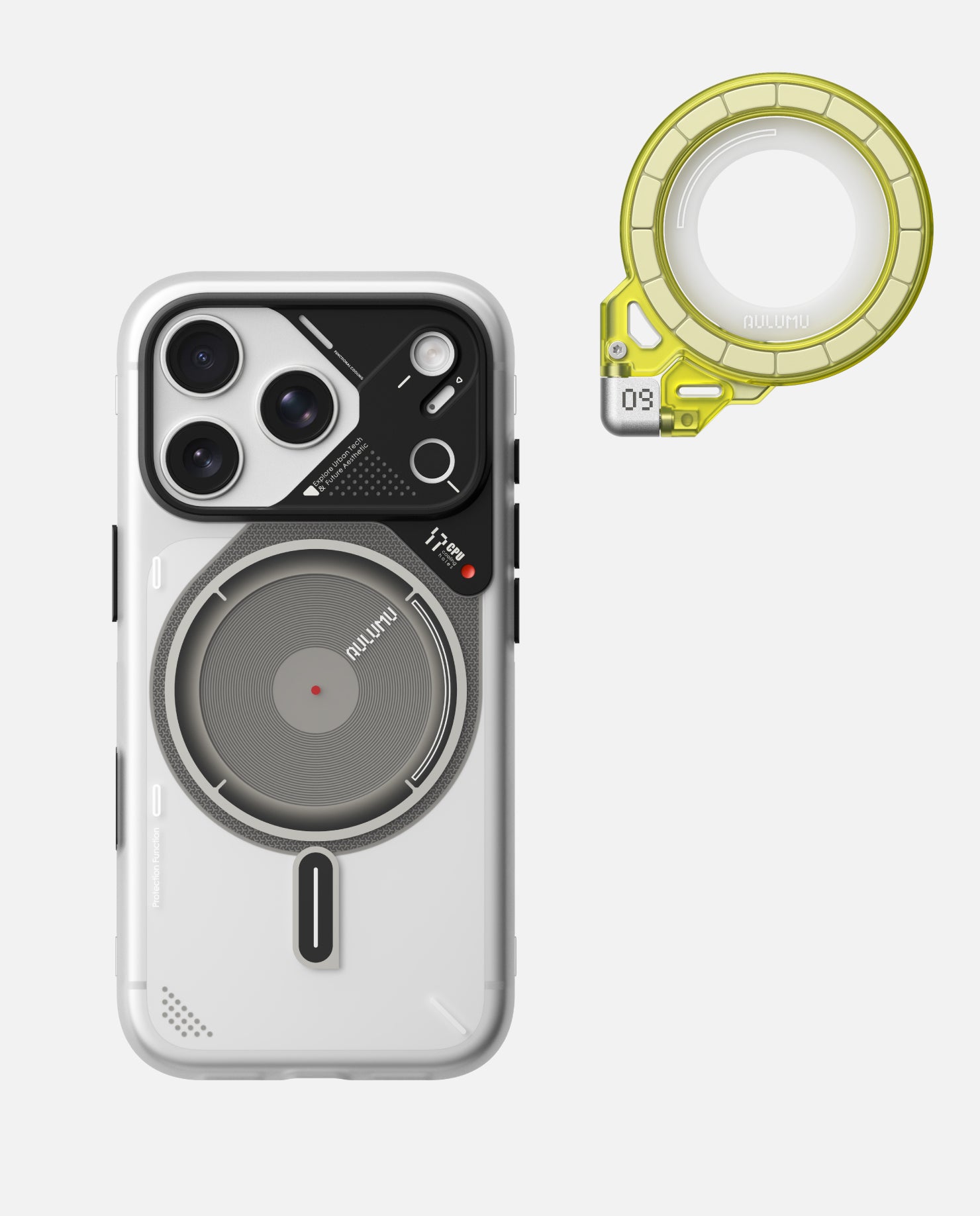 A17 iPhone 17シリーズ対応 スマホケース|磨き砂 & G09 Ghost 360度回転式 スマホリング スタンド