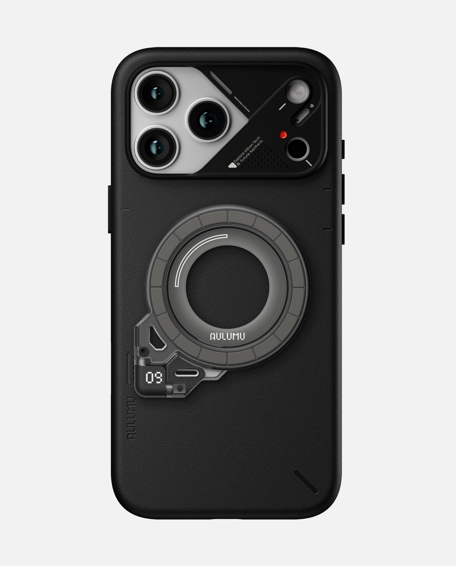 A17 iPhone 17 Proシリーズ対応 スマホケース|レザー & G09 Ghost 360度回転式 スマホリング スタンド