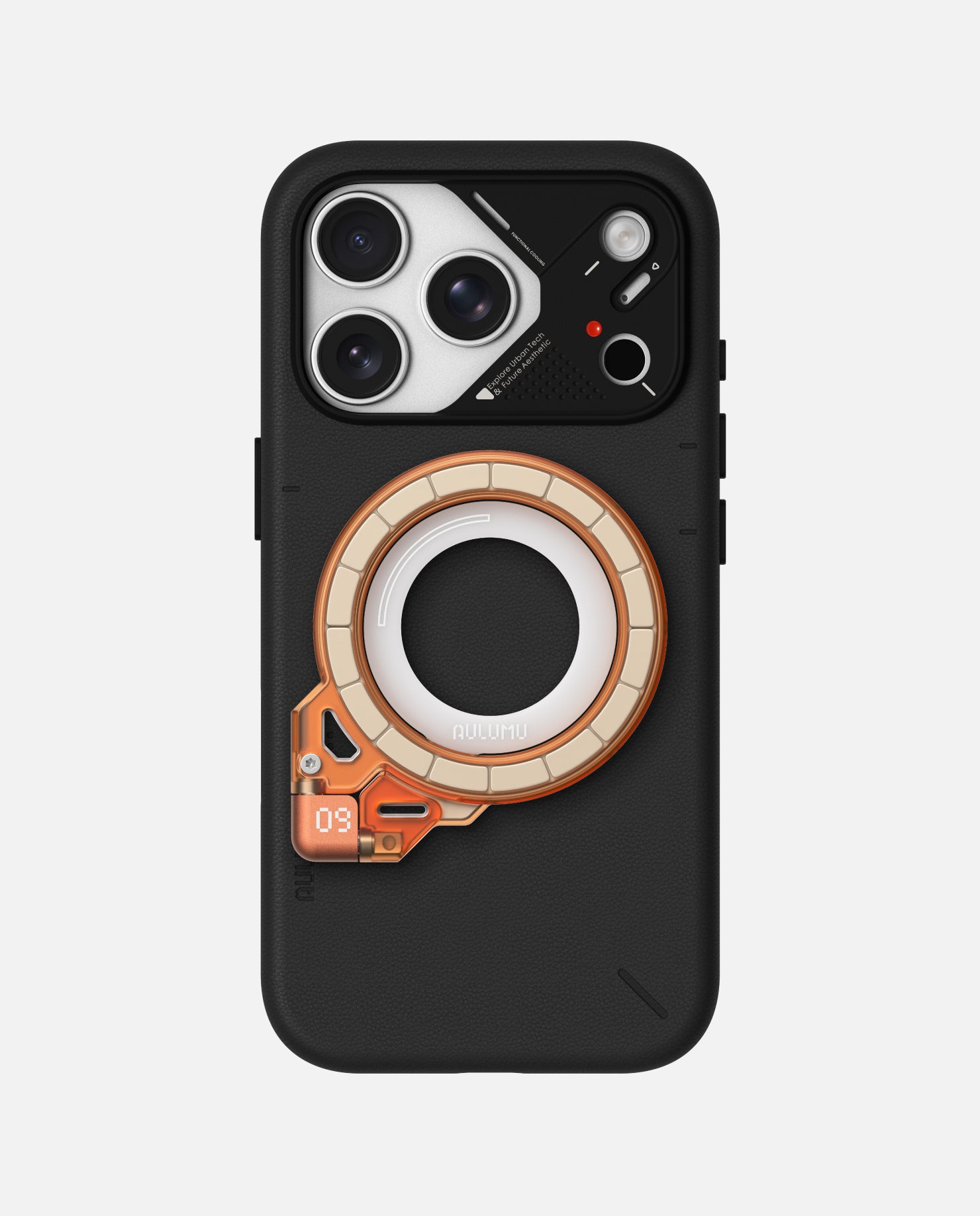 A17 iPhone 17 Proシリーズ対応 スマホケース|レザー & G09 Ghost 360度回転式 スマホリング スタンド