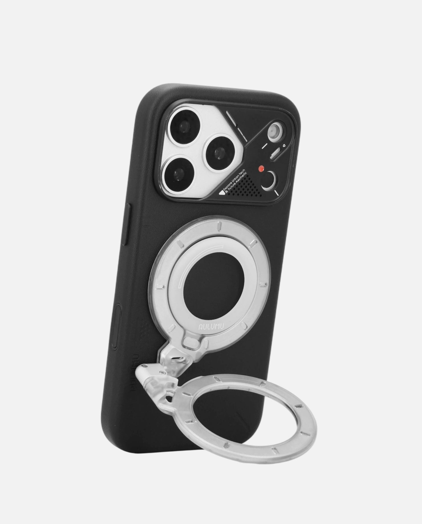 A17 iPhone 17 Proシリーズ対応 スマホケース|レザー & G09 Ghost 360度回転式 スマホリング スタンド