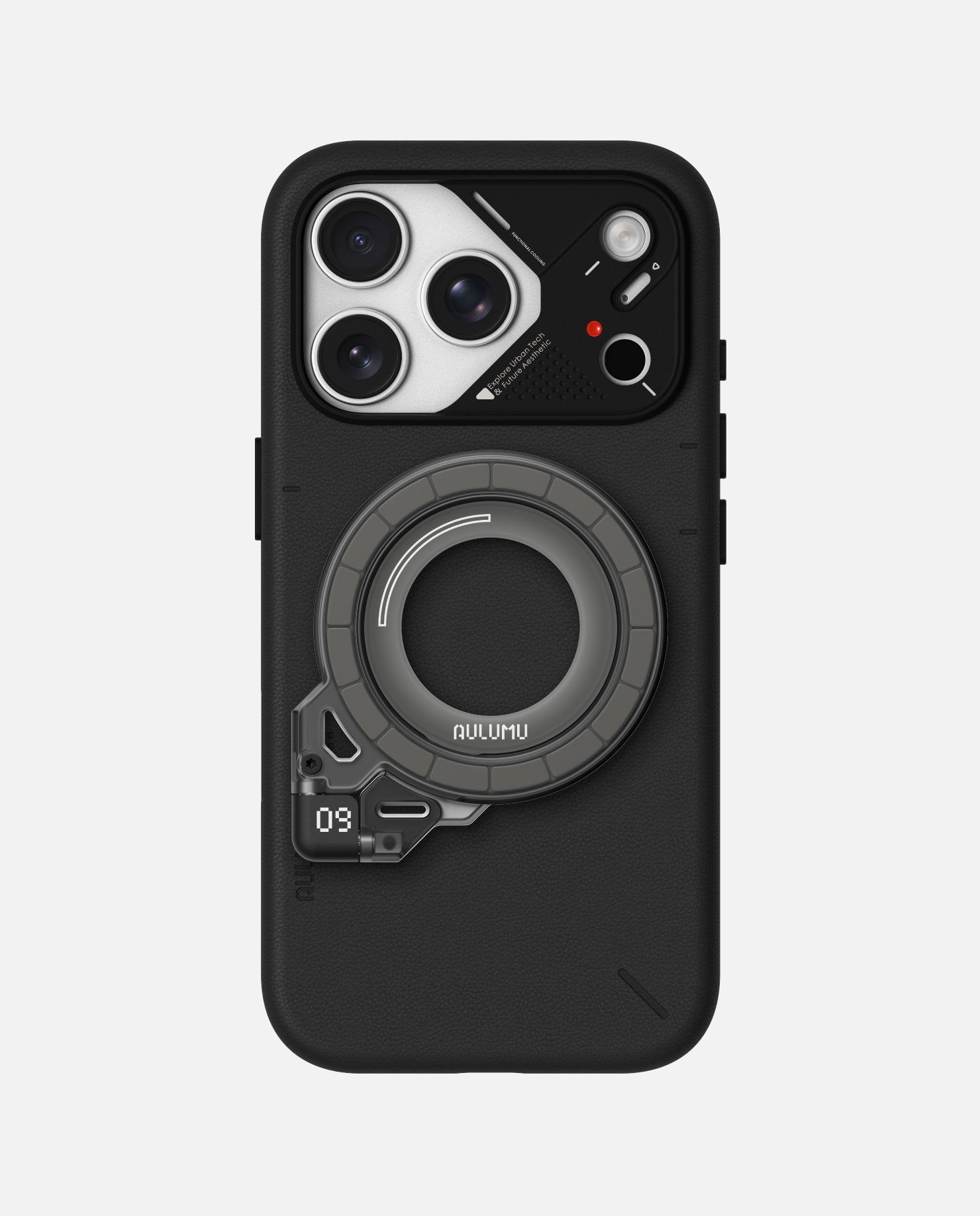 A17 iPhone 17 Proシリーズ対応 スマホケース|レザー & G09 Ghost 360度回転式 スマホリング スタンド