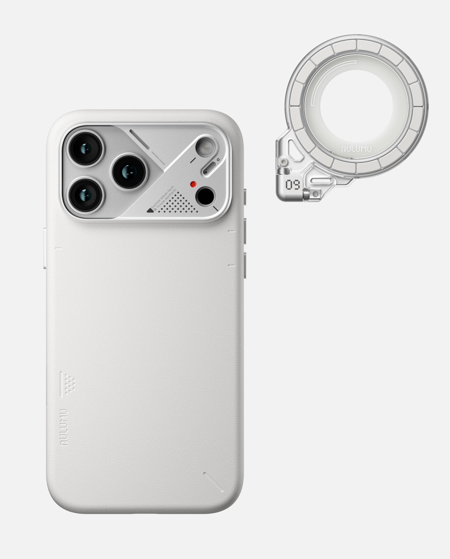 A17 iPhone 17 Proシリーズ対応 スマホケース|レザー & G09 Ghost 360度回転式 スマホリング スタンド