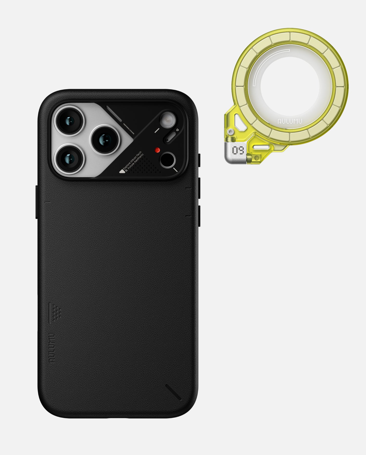 A17 iPhone 17 Proシリーズ対応 スマホケース|レザー & G09 Ghost 360度回転式 スマホリング スタンド