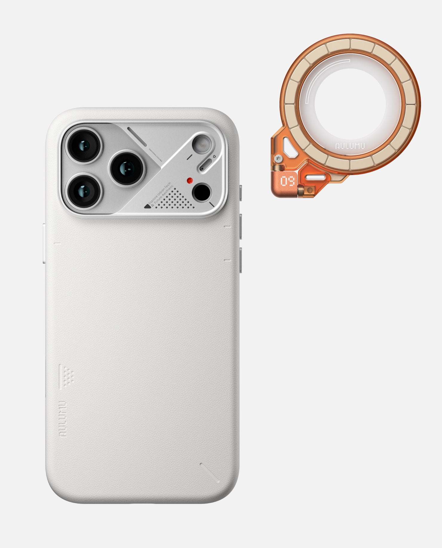 A17 iPhone 17 Proシリーズ対応 スマホケース|レザー & G09 Ghost 360度回転式 スマホリング スタンド