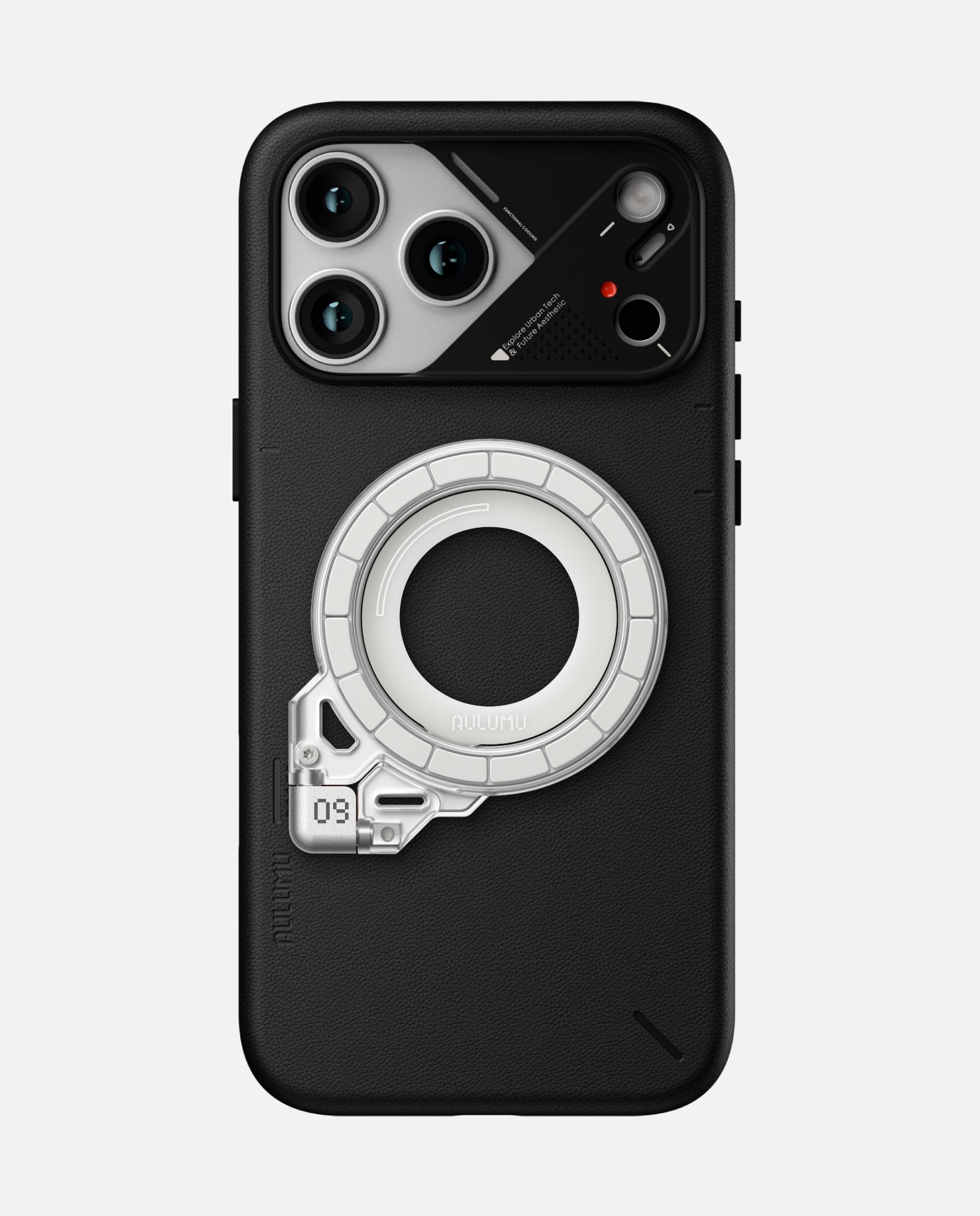 A17 iPhone 17 Proシリーズ対応 スマホケース|レザー & G09 Ghost 360度回転式 スマホリング スタンド
