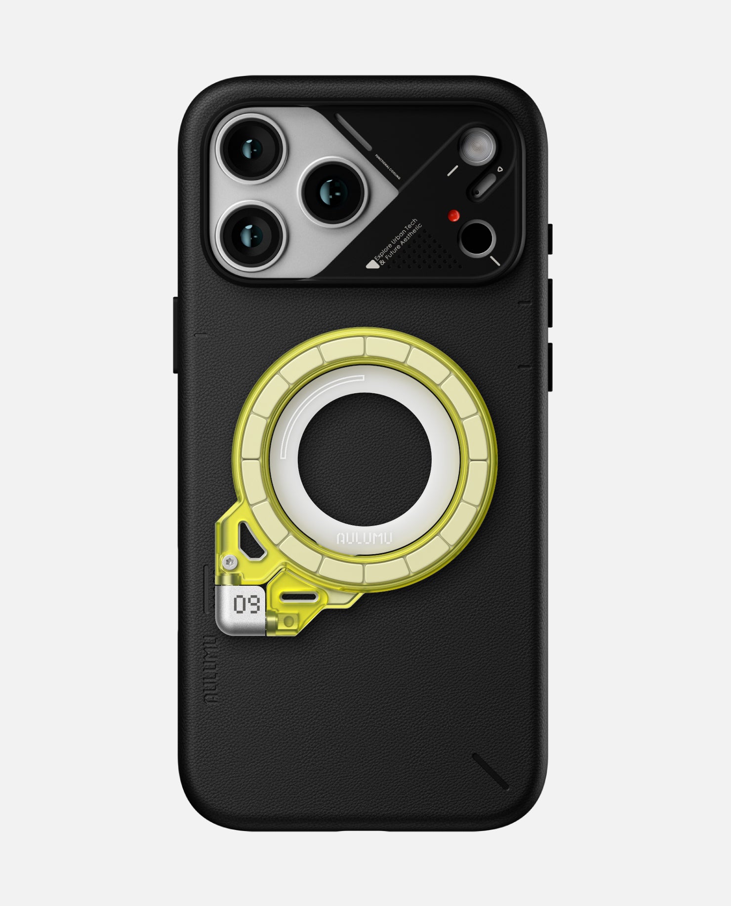 A17 iPhone 17 Proシリーズ対応 スマホケース|レザー & G09 Ghost 360度回転式 スマホリング スタンド