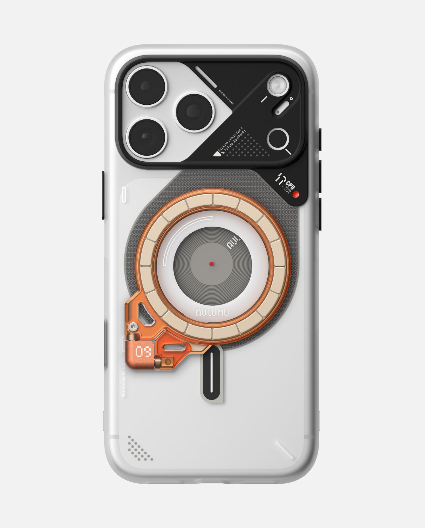 A17 iPhone 17シリーズ対応 スマホケース|磨き砂 & G09 Ghost 360度回転式 スマホリング スタンド
