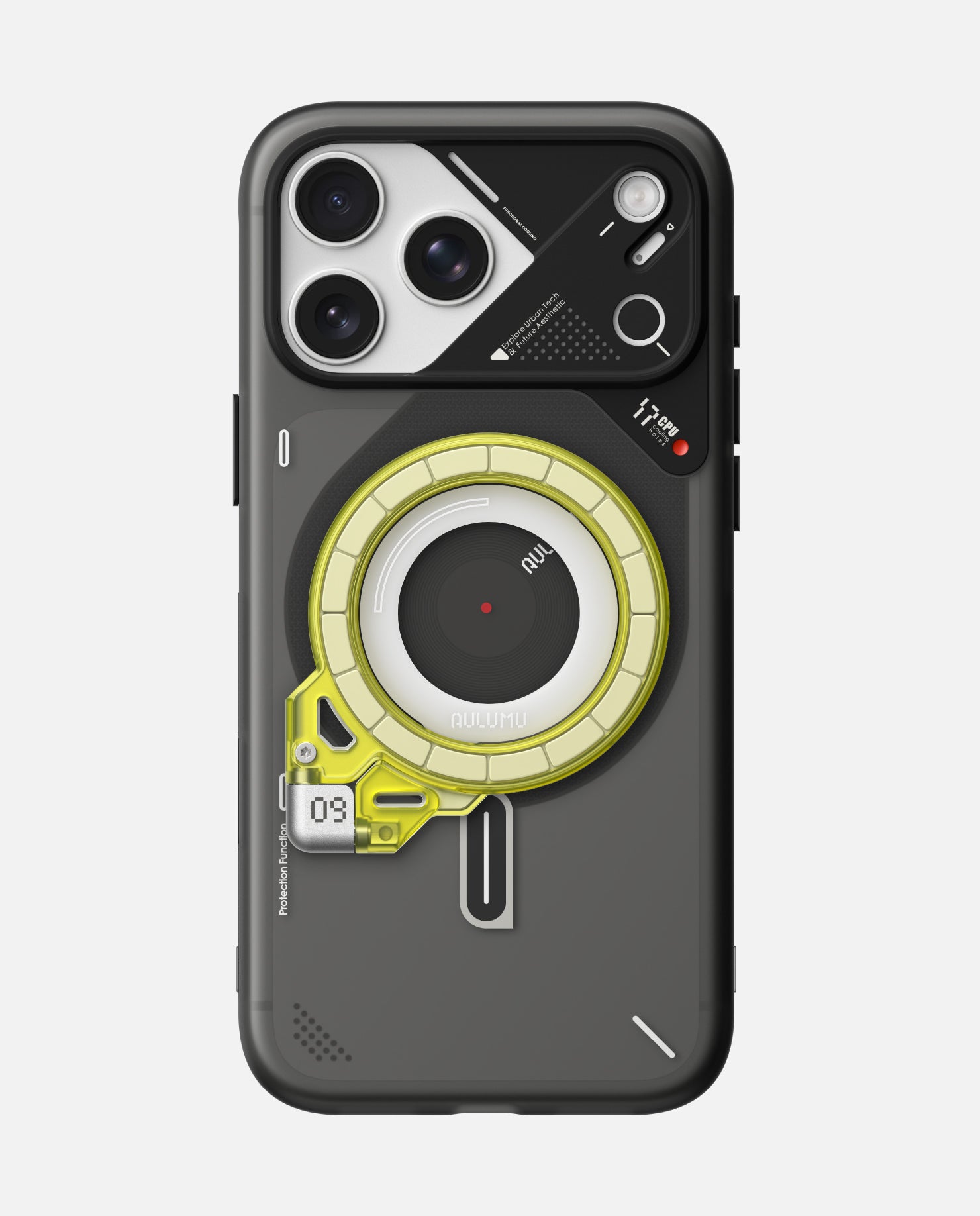 A17 iPhone 17シリーズ対応 スマホケース|磨き砂 & G09 Ghost 360度回転式 スマホリング スタンド