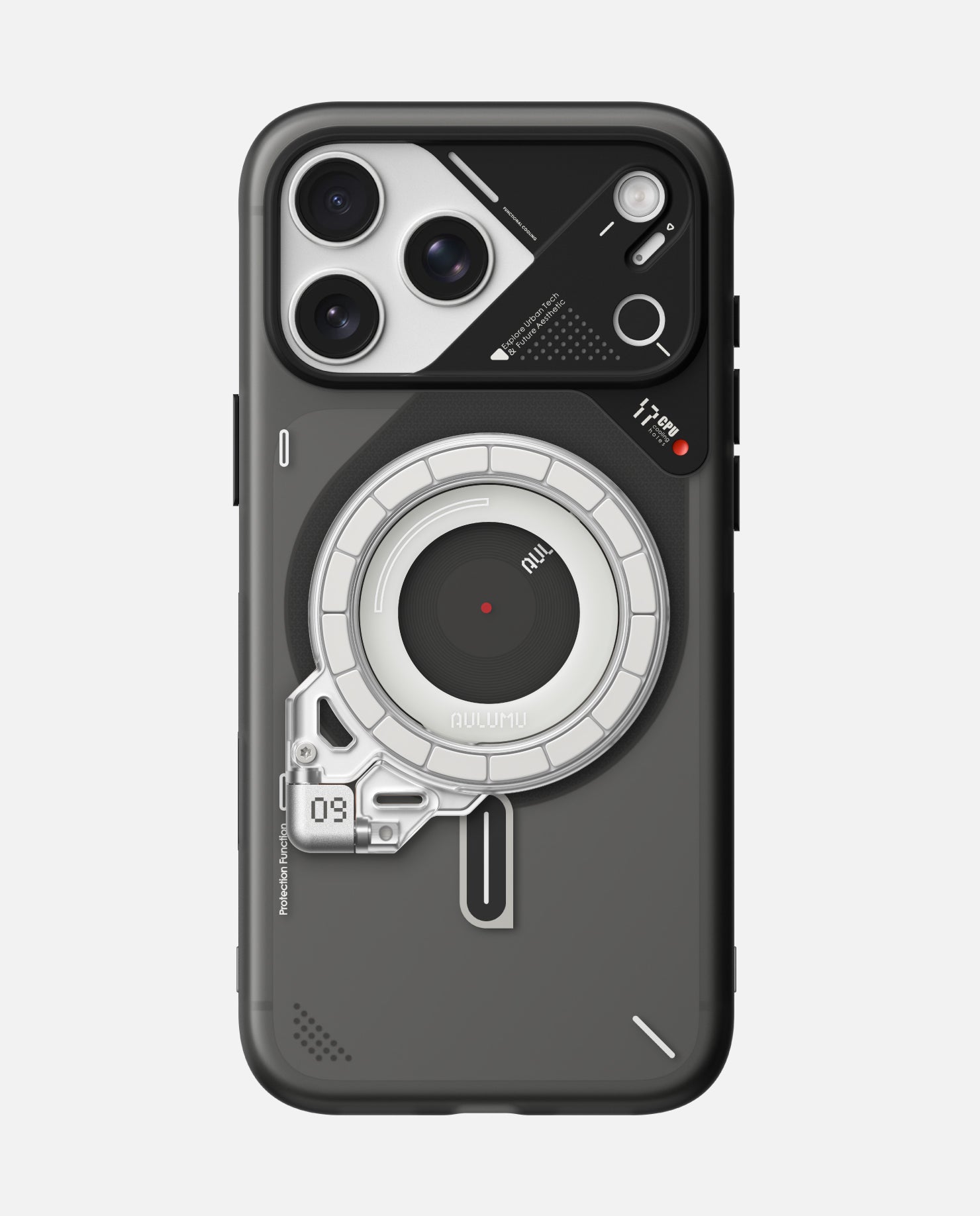 A17 iPhone 17シリーズ対応 スマホケース|磨き砂 & G09 Ghost 360度回転式 スマホリング スタンド