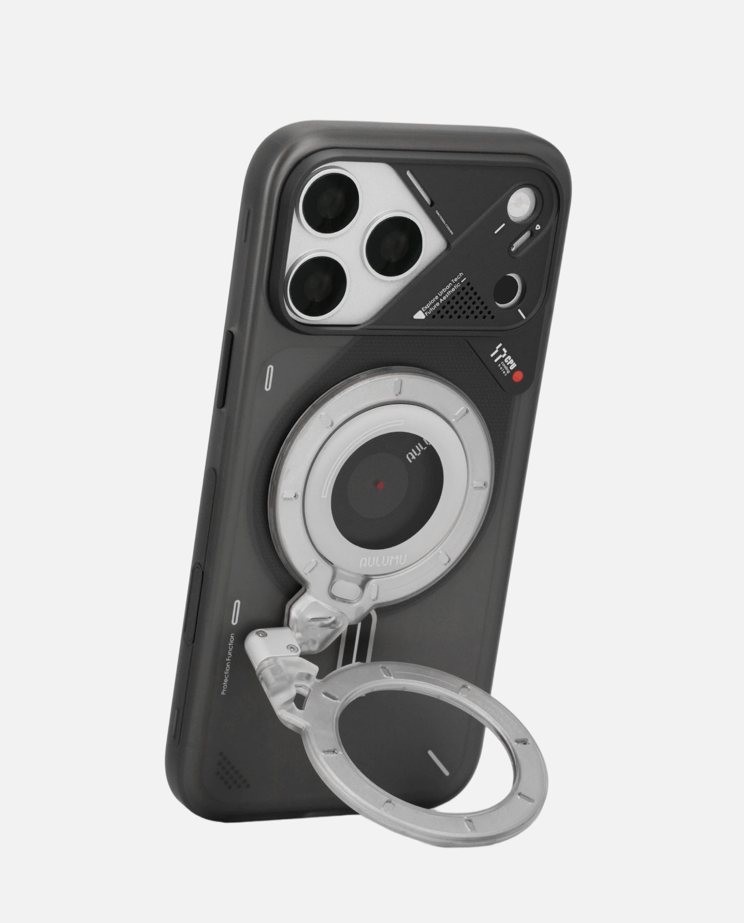 A17 iPhone 17シリーズ対応 スマホケース|磨き砂 & G09 Ghost 360度回転式 スマホリング スタンド
