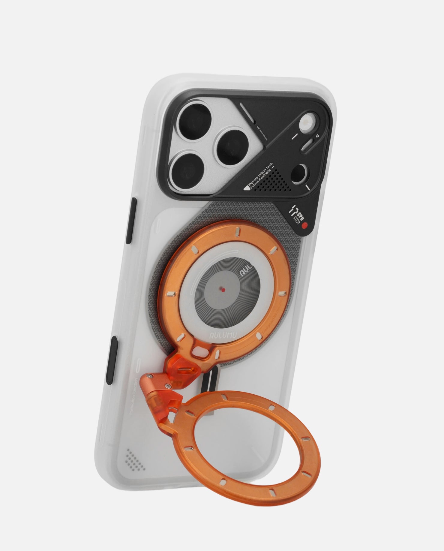A17 iPhone 17シリーズ対応 スマホケース|磨き砂 & G09 Ghost 360度回転式 スマホリング スタンド