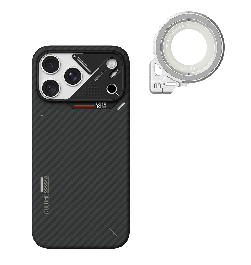 A18 iPhone 18/17 Proシリーズ対応 スマホケース｜超薄型アラミド繊維 & G09 360度回転式 スマホリング スタンド